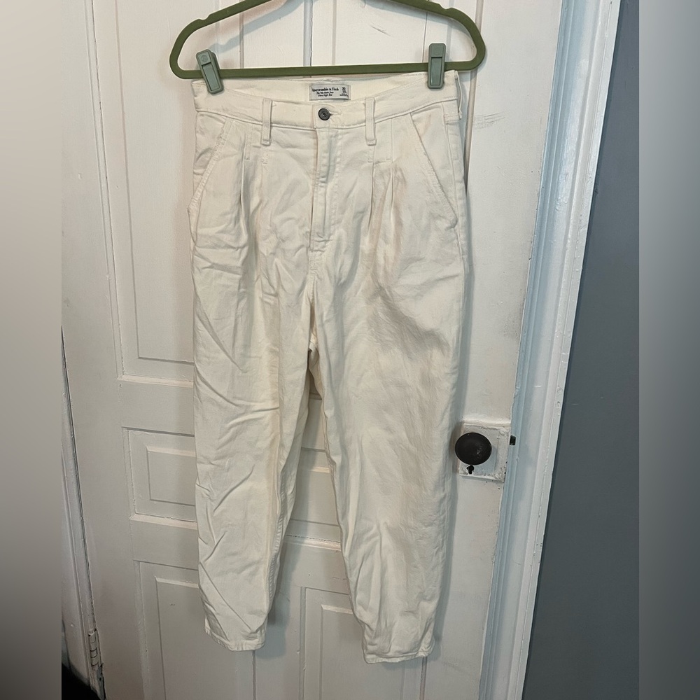 Abercrombie & Fitch Cream Wide Leg Jeans